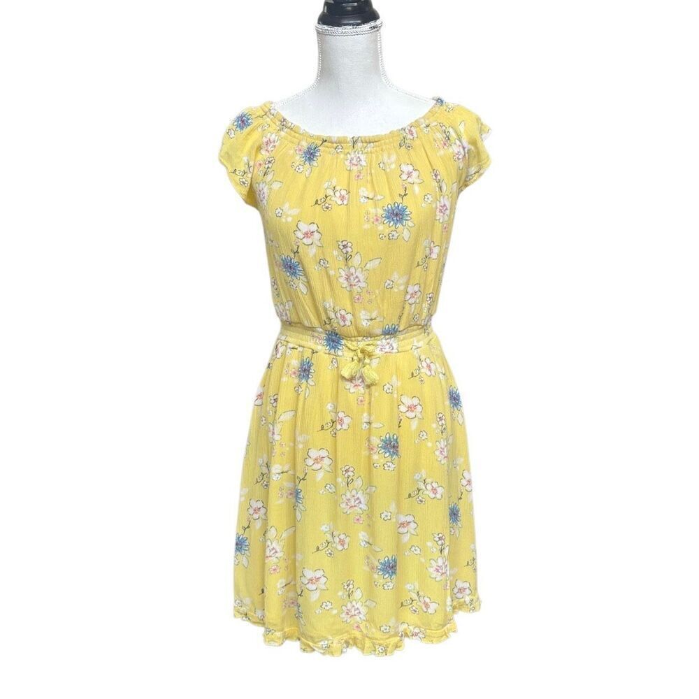 Justice Girls Yellow Floral Flutter Sleeve Dress size 16